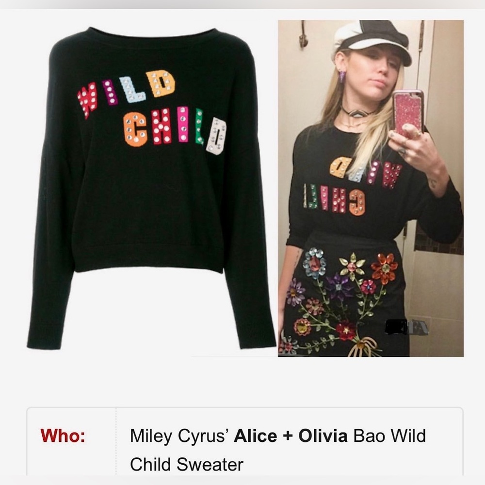 Alice + Olivia WILD CHILD Embellished Sweater, sz XS